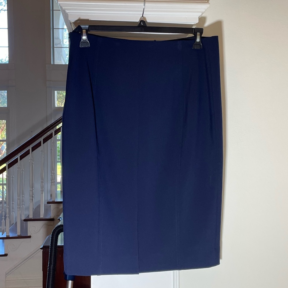 Per Se Navy Side-Zip Skirt
